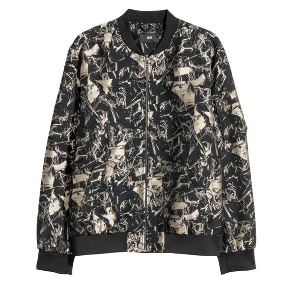 H&M Jackets & Coats Hm Bomber Jacket Blackgold Detail Size Small
